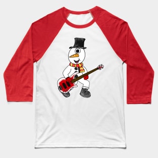 Christmas Bassist Snowman Playing Bass Guitar Xmas 2022 Baseball T-Shirt